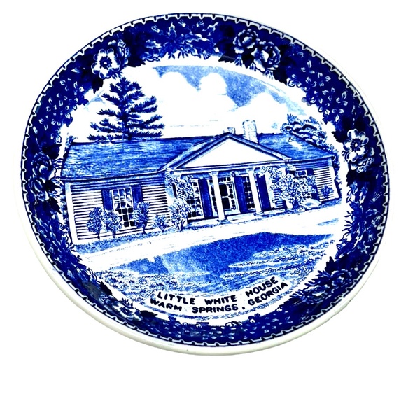 VINTAGE OLD ENGLISH STAFFORDSHIRE WARE LITTLE WHITE HOUSE WARM SPRINGS GA DISH - Picture 2 of 16